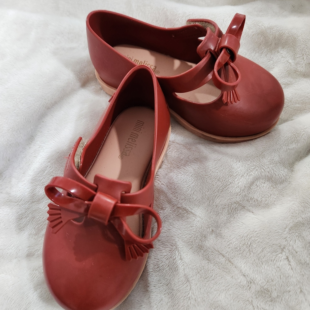 Mini Melissa Kids Cherry Red Bow Dress Shoes